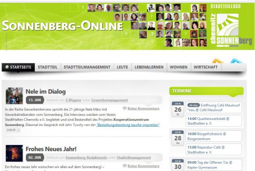 Die alte Website in Grün